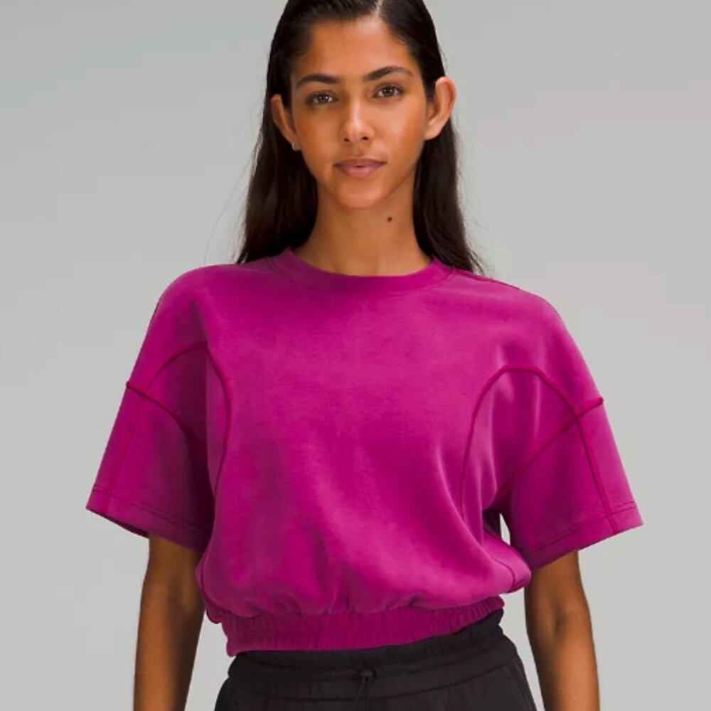 Lululemon Magenta Cropped Top Softstreme Short Sleeve